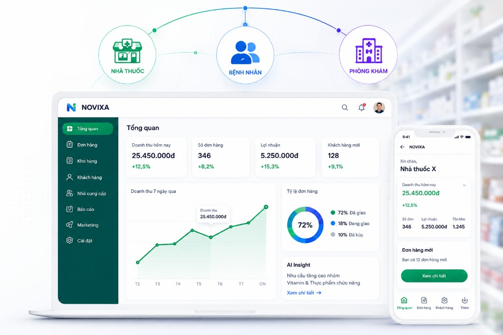 Màn hình hồ sơ sức khỏe trên app Novixa